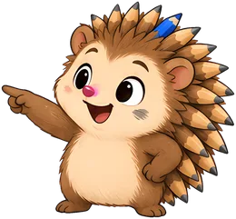 Quill the hedgehog pointing at the lesson